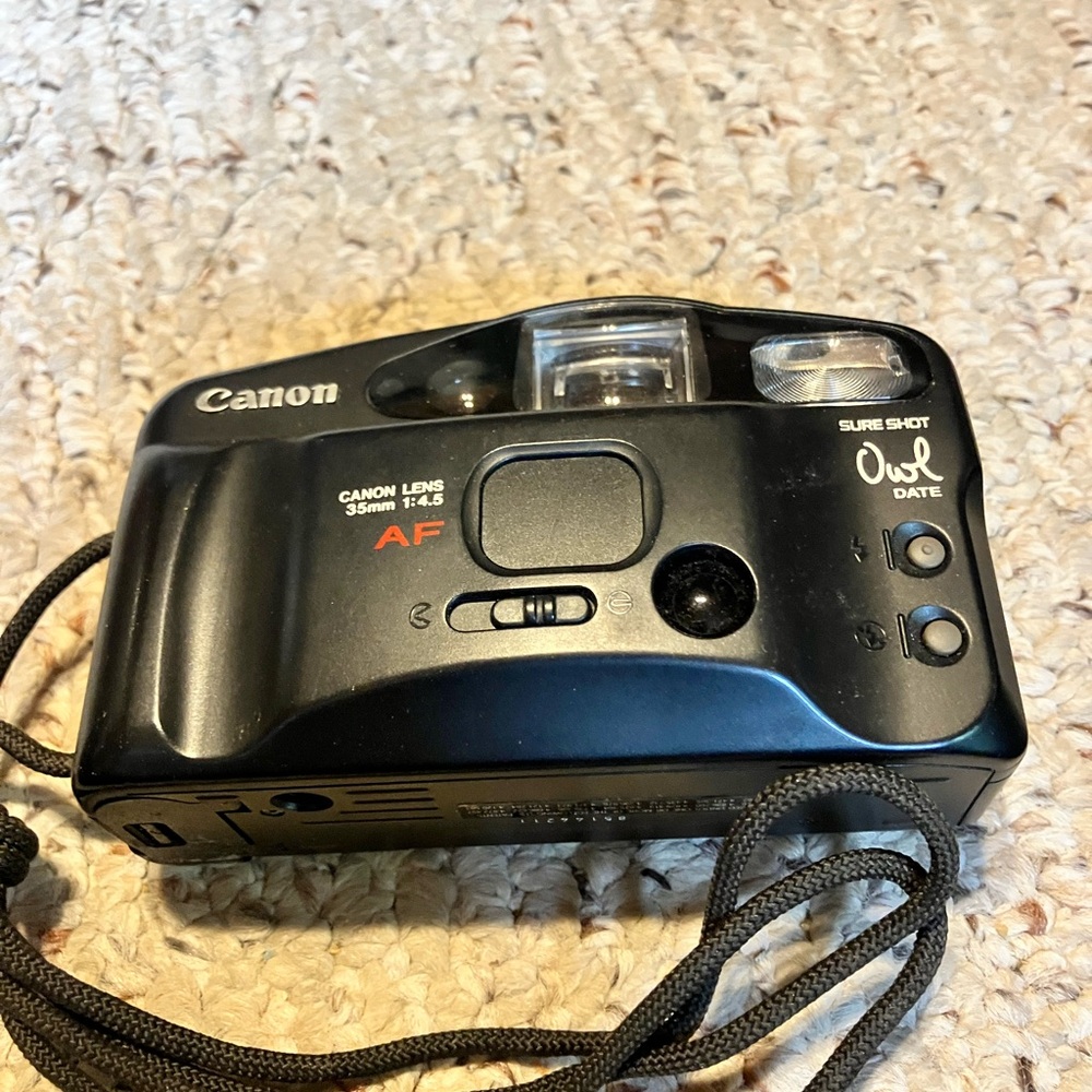 Canon Black Film Camera with Built-in Flash and Autofocus